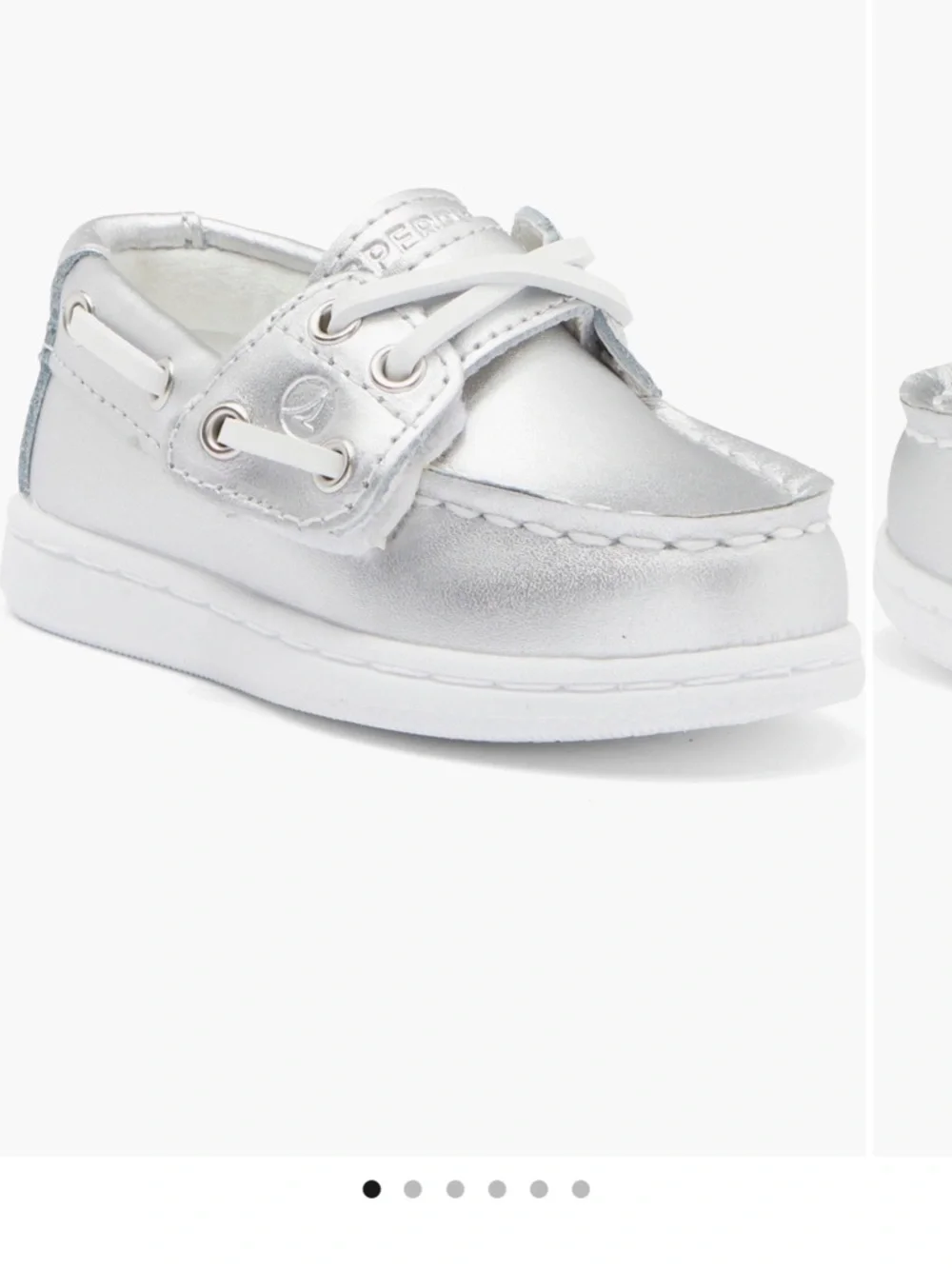 Sperry Kids Metallic Silver Moccasin Boat Shoe
